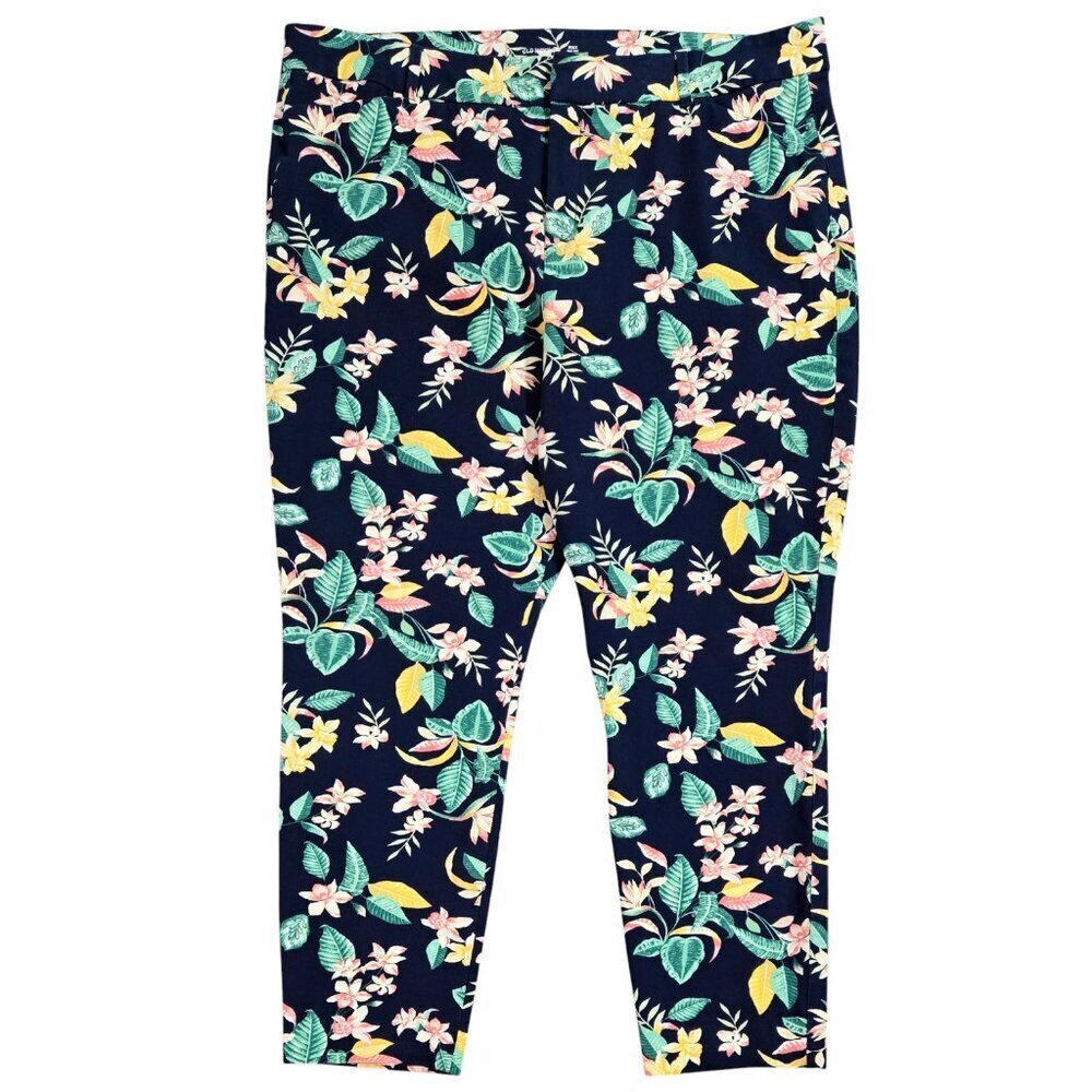 Old Navy Pixie Navy Blue Floral High Rise Cropped Pants Bloomcore Romantic, Size